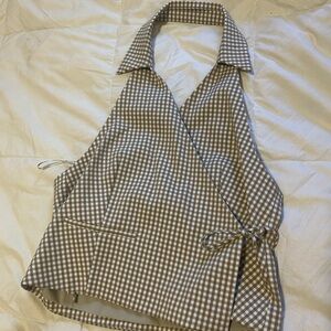 ZARA GINGHAM HALTER TOP